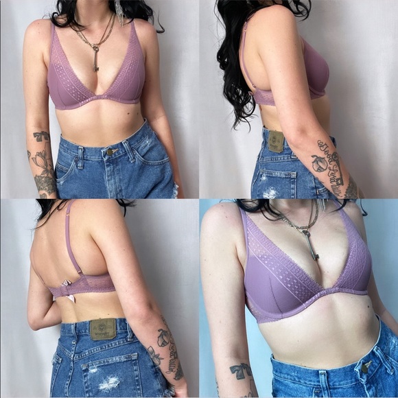 NWT VICTORIA SECRET PURPLE LACE BRA 32d - Picture 6 of 6